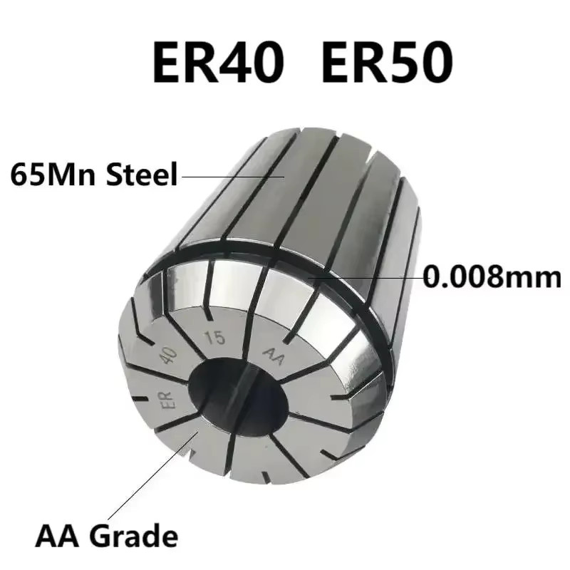 SYS Hochpräzises ER Federspannzangen-Set in Silber für CNC-Fräswerkzeuge und Drehmaschinen, Genauigkeit 0,008 mm, Set bestehend aus ER32, ER40 und ER50 - Bild 2