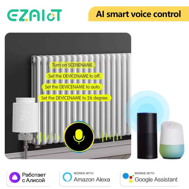 EZAIOT Tuya WiFi TRV Thermostat Heizkörperthermostat Smart Temperaturregler in Weiß mit App-Steuerung und Kompatibilität für Alexa und Google Home - Bild 2