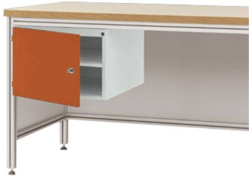 Manuflex Gehäuse-Unterbau ZB4729.2001 für ALU-Arbeitstische, Nutzhöhe: 300 mm, Türanschlag rechts, für Tischtiefe: 800 mm, Farbe: grau - Bild 1
