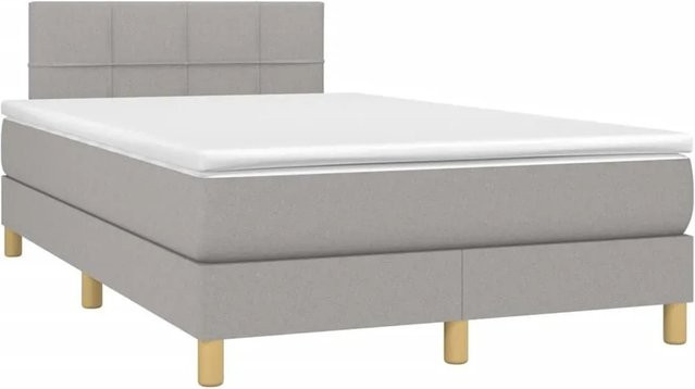vidaXL Boxspringbett mit Matratze und LED-Unterbettbeleuchtung in Hellgrau, B/T/H: 120 x 200 x 78 cm - Bild 1