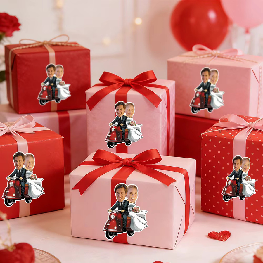 WEIGAO Personalisierte Gesichtsaufkleber für Hochzeitsgeschenke und Verlobungsfeiern, bunte Fotoaufkleber für deine Hochzeitsdekoration - Bild 5