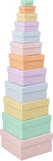 12er-Set quadratische Pappschachteln von folia in Pastellfarben Multicolor - Bild 1