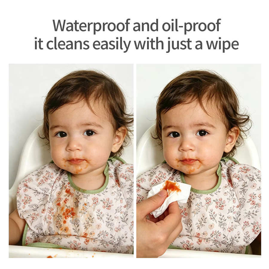 Happyflute Baby-Fütterungslätzchen aus wasserdichtem PU-Stoff, waschbar und wiederverwendbar, Mehrfarbig - Bild 2