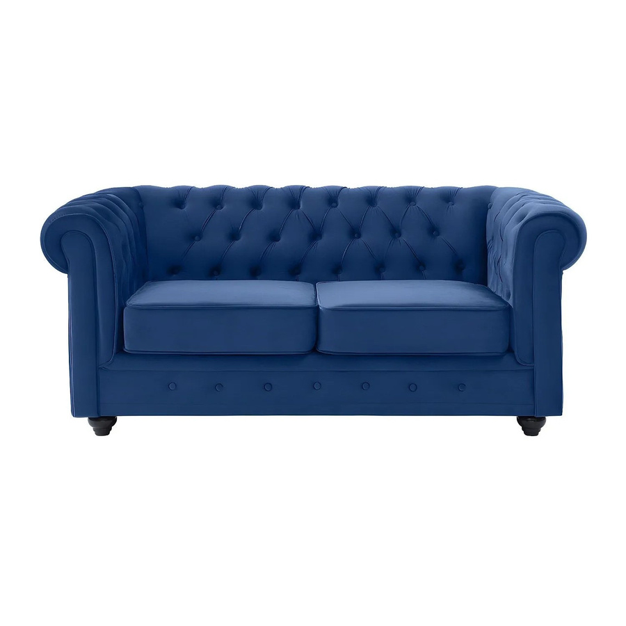Vente-unique Chesterfield Sofa aus Samt in Königsblau mit einer Breite von 165 cm - Bild 2