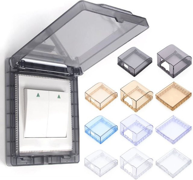 Wasserdichte Wandbox als selbstklebende elektrische Steckerabdeckung und Schalter-Schutzhülle in Blau oder Transparent - Bild 1