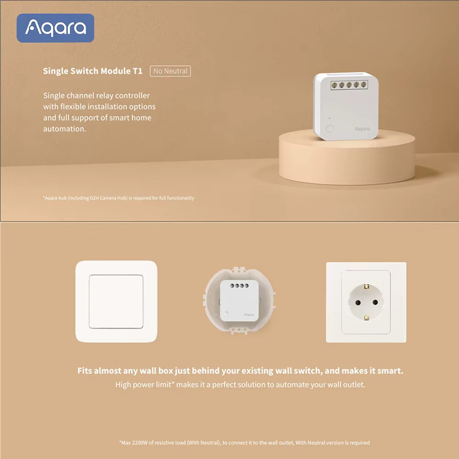 Aqara Single Channel Relay Controller T1 Schaltmodul Zigbee 3.0 in Weiß für Smart Home mit Homekit Unterstützung - Bild 1