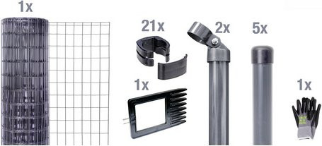 Gust. Alberts Maschendrahtzaun Set Fix-Clip Pro zum Einbetonieren, Farbe: Anthrazit-Schwarz, Breite: 1000 cm - Bild 1