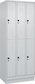 C+P Doppelstock-Spind Classic PLUS mit Sockel, 3 Abteile, Lichtgrau, H x B x T: 195 x 75 x 50 cm - Bild 1