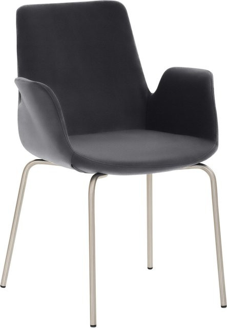Mayer Sitzmöbel Sessel 2009 mit Armlehnen aus Mikrofaser in Anthrazit und Edelstahlgestell, B/T/H: 58 x 59 x 87 cm - Bild 1