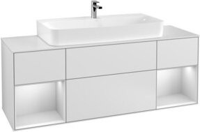V&B Waschtischunterschrank Finion mit Wandbeleuchtung, Farbe: Weiß matt lackiert, Breite: 160 cm, Tiefe: 50,1 cm, Höhe: 50,1 cm - Bild 1