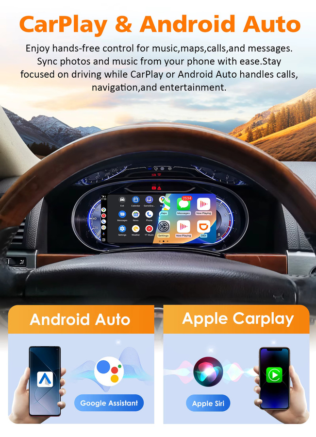 Hizpo Digitales Auto-Instrumentencluster 12,3 Zoll für Volkswagen Touareg 2003 - 2010 LCD-Armaturenbrett mit Carplay und Android Auto in Schwarz - Bild 3