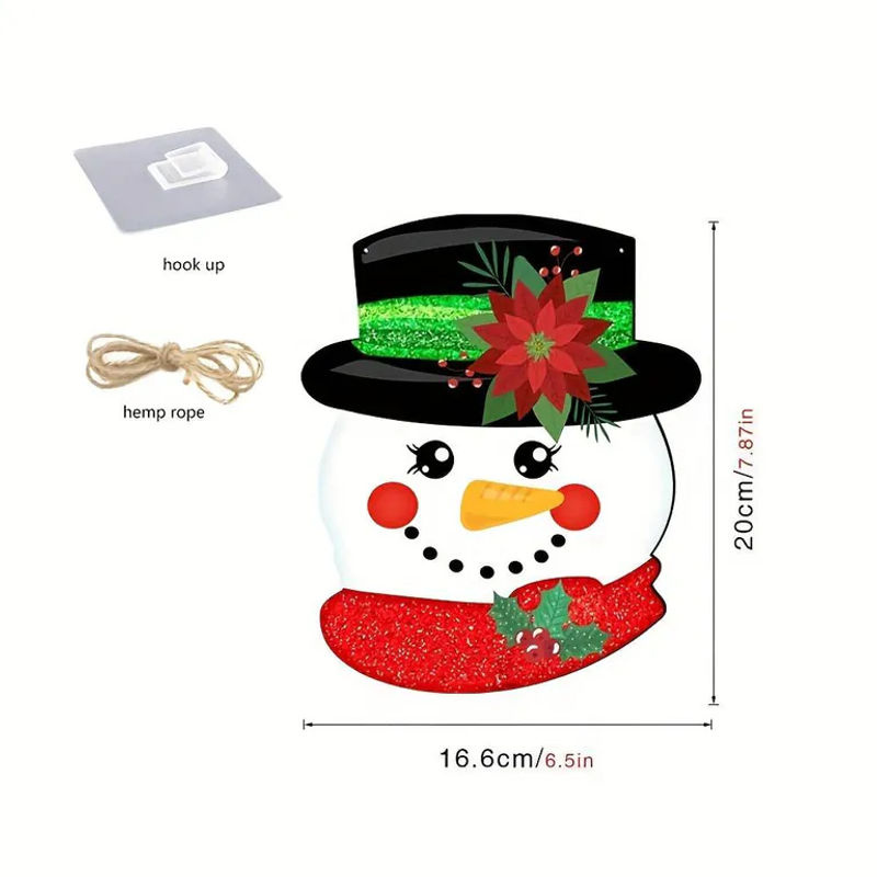 SZ-Damai Weihnachts-Schneemann aus Holz als hängende Dekoration für Fenster und Türen, mehrfarbig - Bild 3