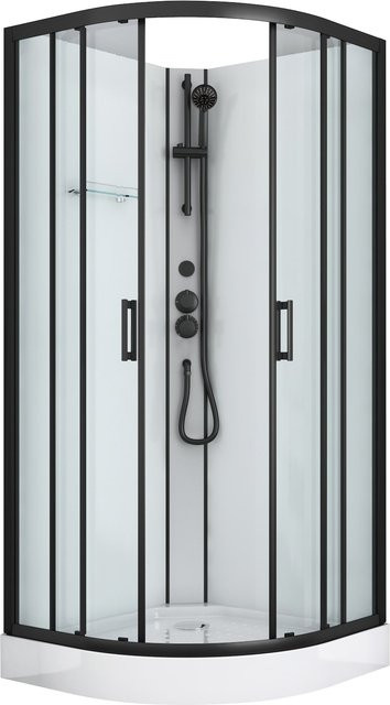 Sanotechnik DALLAS Quadrant Duschsystem mit Thermostat in Schwarz - Bild 1
