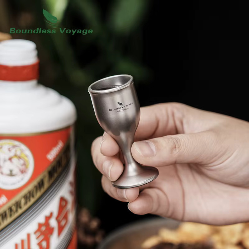 Boundless Voyage Titanbecher aus Edelstahl in Silber, einlagiges Shotglass für Tequila, Whiskey und Wodka, 15 ml - Bild 3