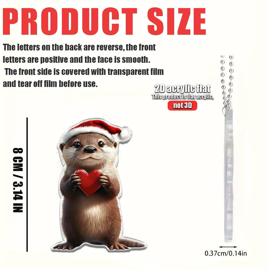 Weihnachtsanhänger Flugzeug Otter mit Weihnachtsmütze aus Acryl für Weihnachtsbaum und Dekoration - Bild 2