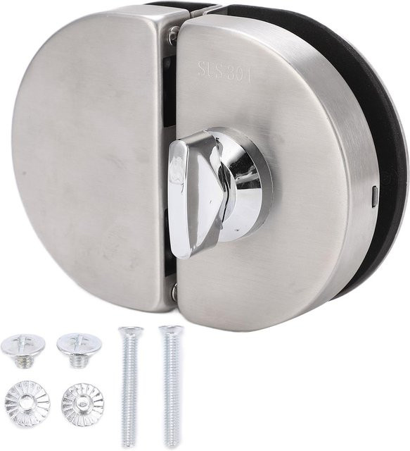 Neoglint Glastürschloss in geteilter Ausführung mit gebürsteter und polierter Oberfläche in Grau/Silber, B/H: 97 x 65 mm, passend für 10-12 mm Glasdicke - Bild 1