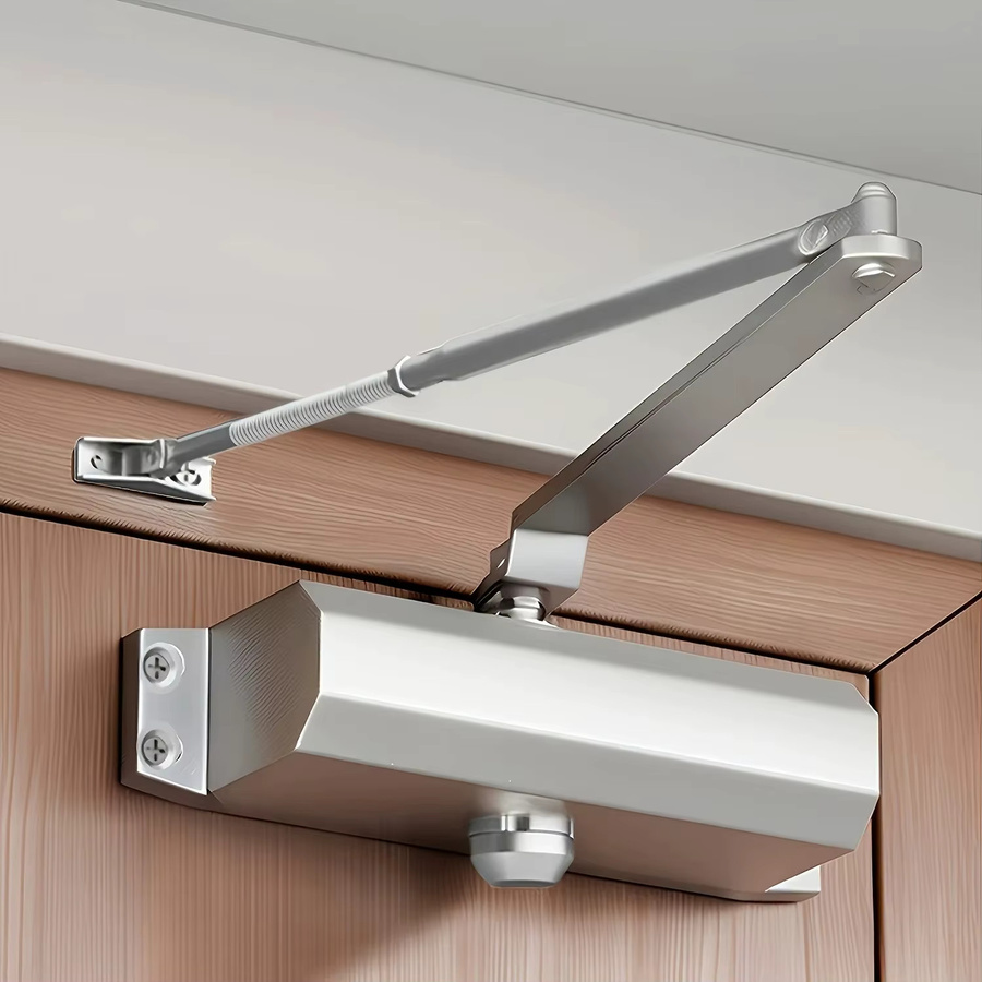 Automatischer hydraulischer Türschließer von iosn in Silber mit einstellbarer Geschwindigkeit und Türstopper für 25-85 kg - Bild 3
