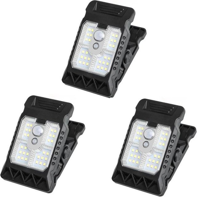 Meiteai-Home Solar-Clip-Leuchten Set 3 Stück, Schwarz, Wasserdicht mit Bewegungssensor und Dimmfunktion für Garten, Terrasse und Camping - Bild 1