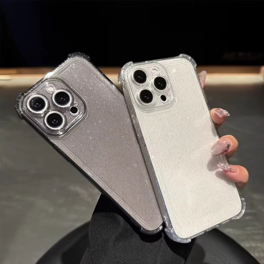 TUNEDEE Glitzernde Silikon Handyhülle für iPhone 11 bis iPhone 17 Pro Max, Transparent, Stoßfest - Bild 1