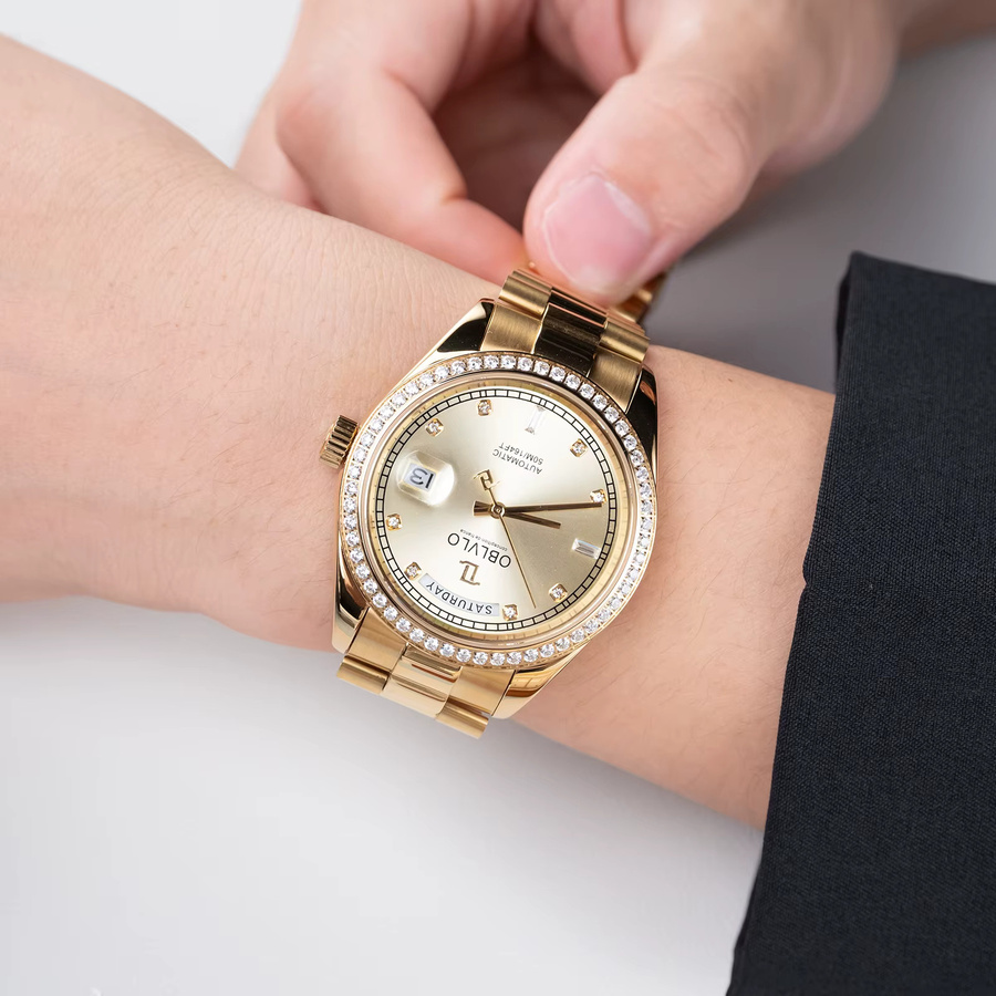 OBLVLO Armbanduhr, Automatik, Gelbgold, Diamant, Herren - Bild 4