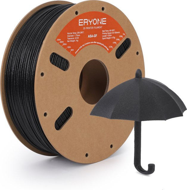 ERYONE ASA-GF Filament 1,75 mm Schwarz für FDM 3D-Druck, 1 kg Spule - Bild 1