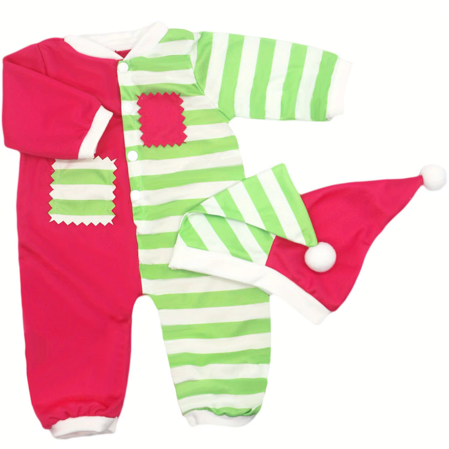 LIN KUN Puppenkleidung, Grün gestreifter Onesie, Zubehör - Bild 4