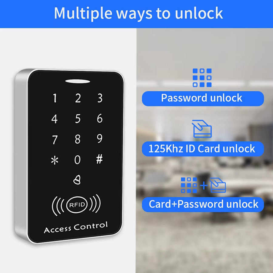 LUCKING DOOR Standalone RFID-Zugangskontrollsystem mit 125kHz Kartenleser und Tastatur in Schwarz - Bild 4