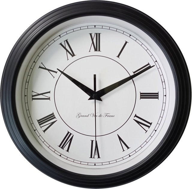 Mebus Wanduhr analog schwarz B/H/T: 25,0 x 25,0 x 5,5 cm - Bild 1