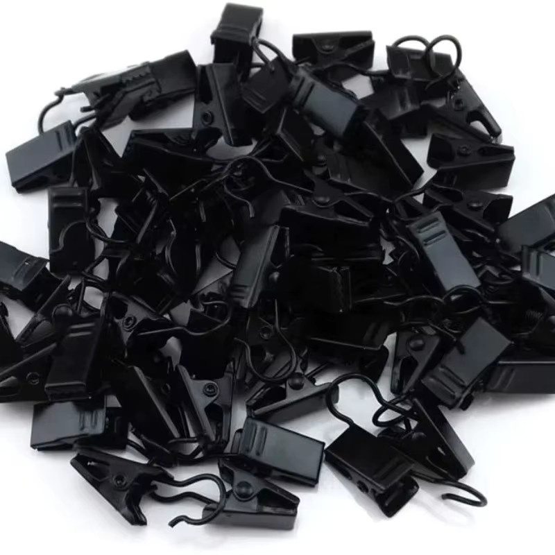 50er Set Metall Haken Clips in Schwarz und Silber für Vorhänge und Kleiderbügel - Bild 3