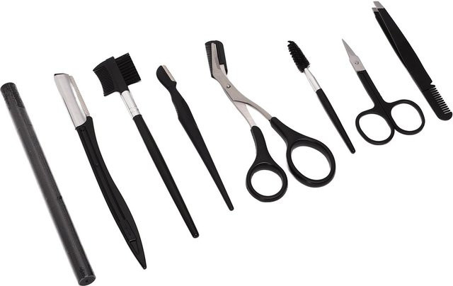 GoolRC Augenbrauenpflege-Set, 8-teilig, Schwarz, Edelstahl, Unisex - Bild 1