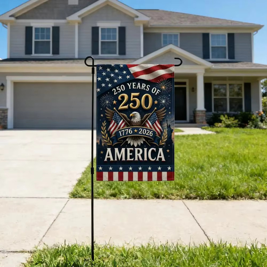 OURFETE USA 250-Jahre Jubiläums-Gartenflagge 1776-2026, Patriotisches Gartenschild Outdoor-Banner Doppelseitig Wasserdicht, Multicolor - Bild 2