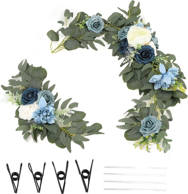 Künstliches Blumengirlanden-Set von OutsideWorld in Grau und Blau zur Dekoration von Hochzeitsbögen und Zeremonie-Schildern - Bild 1