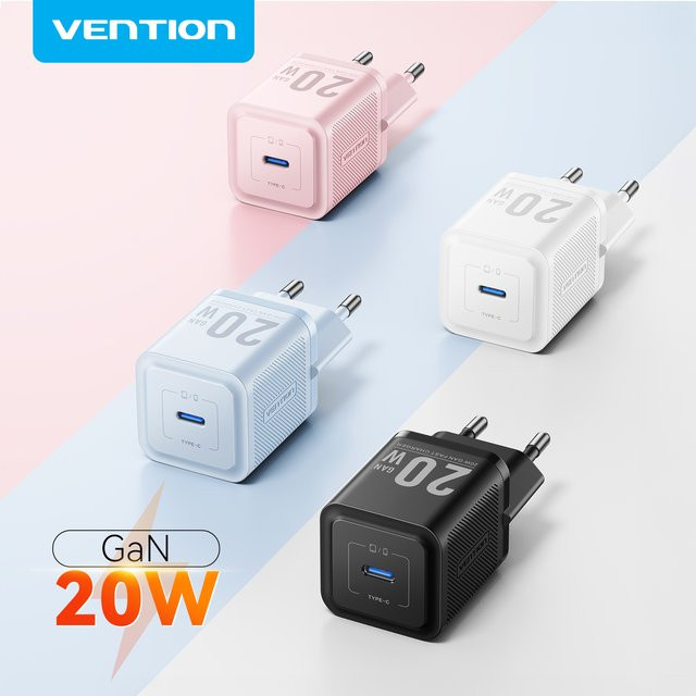Vention 20W GaN USB-C Ladegerät mit PD3.0 und QC4.0 für schnelles Aufladen von iPhone, Samsung und Xiaomi Geräten - Bild 1