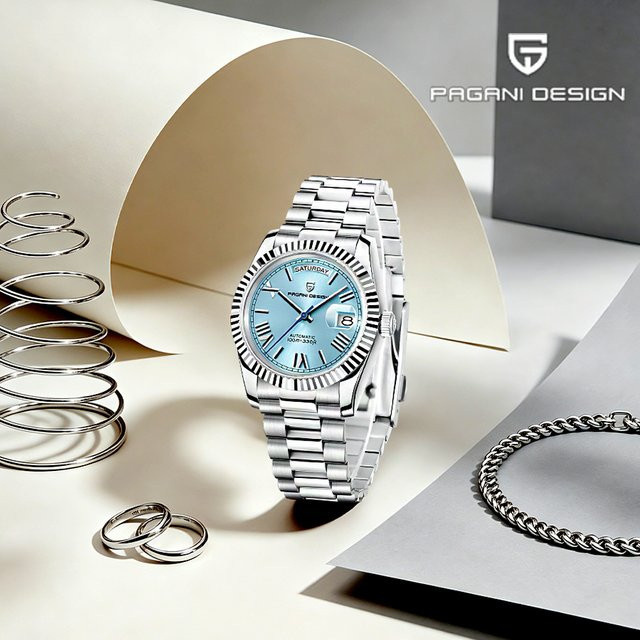 PAGANI DESIGN Automatik-Armbanduhr, Edelstahl, Blau, Herren - Bild 1