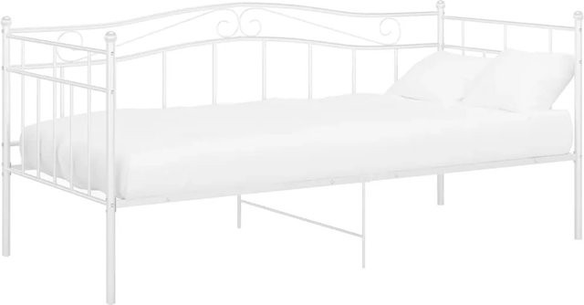 vidaXL Schlafsofa Bettgestell aus pulverbeschichtetem Metall in Weiß, B/T/H: 90 x 200 cm - Bild 1