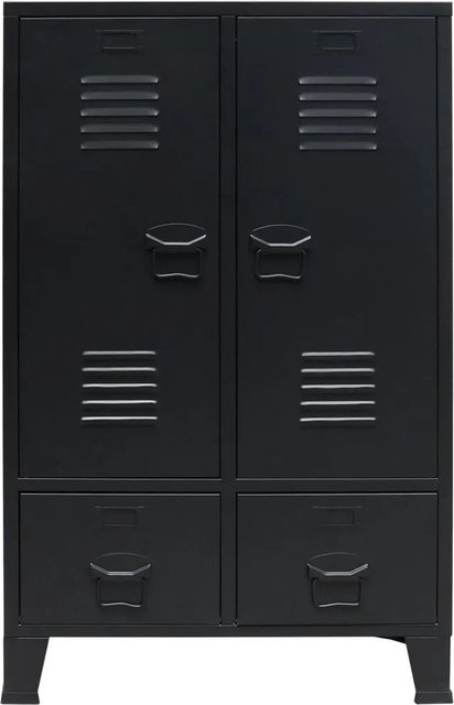 vidaXL Kleiderschrank aus Metall im Industrie-Stil mit Schubladen und Türen, Schwarz, B/T/H: 67 x 35 x 107 cm - Bild 1
