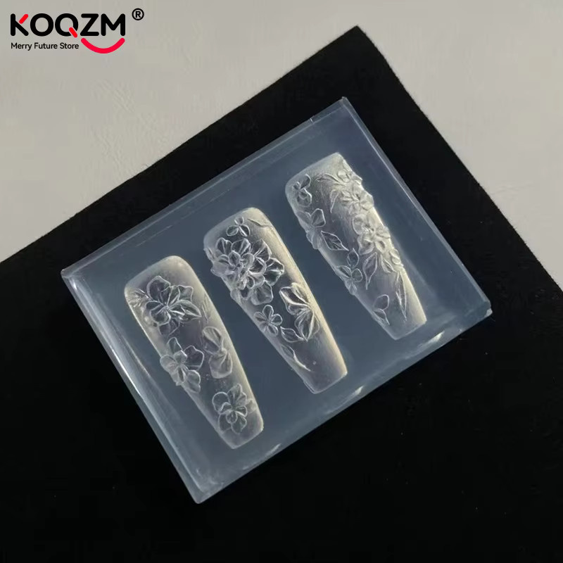 KOQZM 3D-Silikonform für Nagelkunst, Blumenmuster, transparent - Bild 2