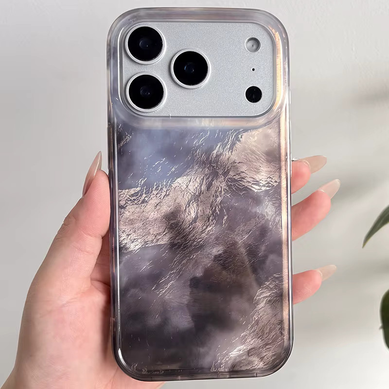 Dreifarbige Handyhülle in Anthrazitgrau mit künstlichem Smaragd und rotem Achat für iPhone 17 16 15 14 13 12 11 Pro Max XS X XR 7 8 Plus SE2 - Bild 2