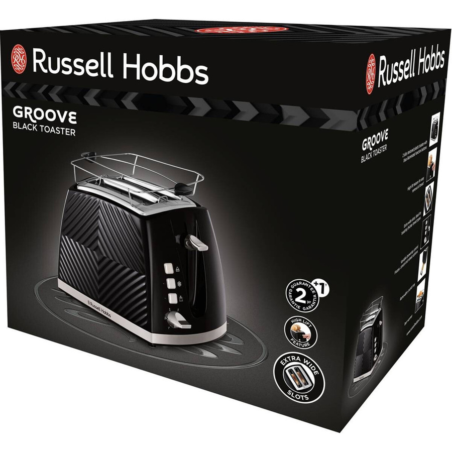 Russell Hobbs Toaster 26390-56 in Schwarz und Silber aus Edelstahl mit Timer, B/H/T: 37 x 22 x 18 cm - Bild 3