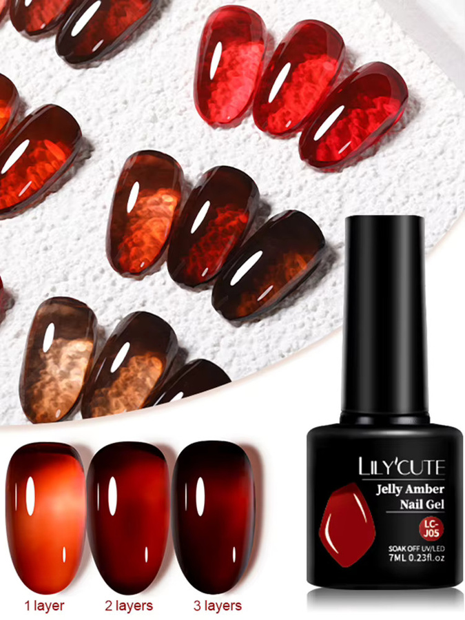 LILYCUTE Nagellack, Brauner Jelly Amber, Glänzend, 7 ml - Bild 7