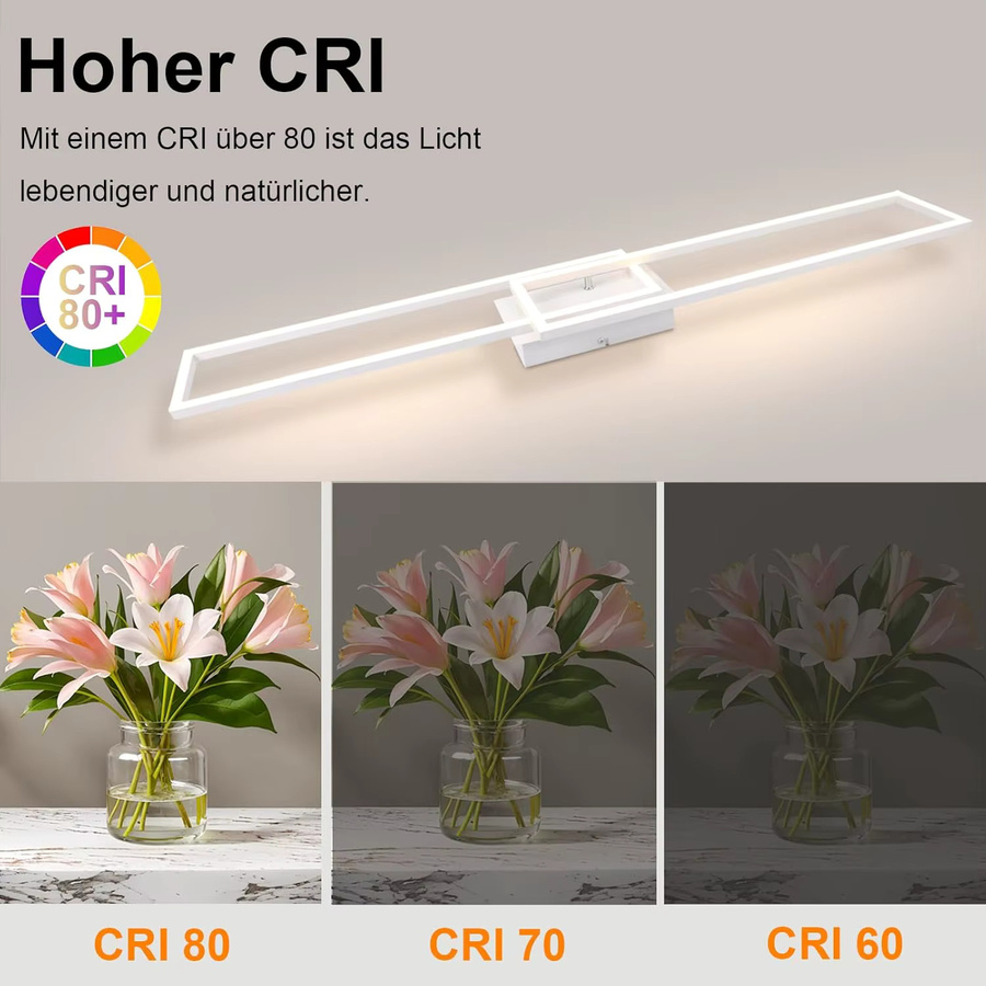Cliheet 2-flammige LED-Deckenleuchte in Weiß, rechteckig, 32W, 3000K warmweiß - Bild 3