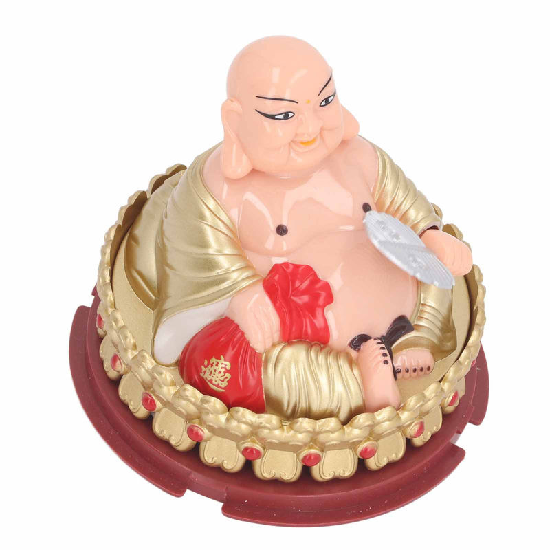 Maitreya Buddha Ornament mit Solarlichtsensor – Schaukelnder Fächer aus Kunststoff für Glück und Harmonie - Bild 7