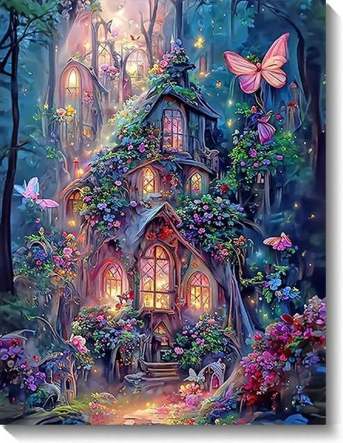 QIZITENG Diamant-Malerei-Set, DIY 5D Traumhaus, rundes Diamant-Mosaik, Landschaft, adults - Bild 1
