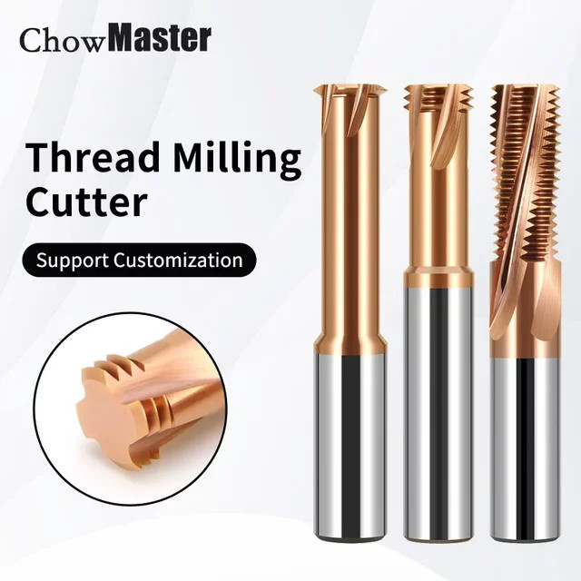 Chowmaster CNC Hartmetall Einzelzahn Gewindefräser mit drei Vollzähnen für M1 bis M2 und M10 bis M12 Schaftfräser - Bild 1