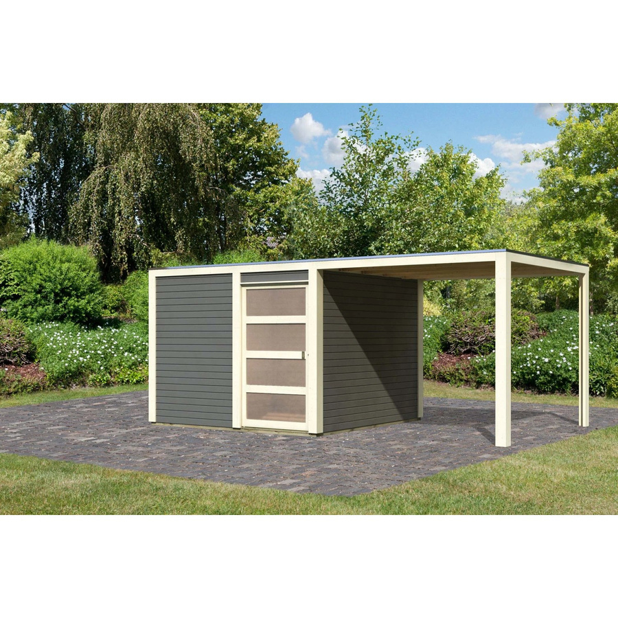 Karibu Holz-Gartenhaus Cuadrado in Terragrau mit Flachdach und lackierter Oberfläche B/T: 272 x 272 cm - Bild 2