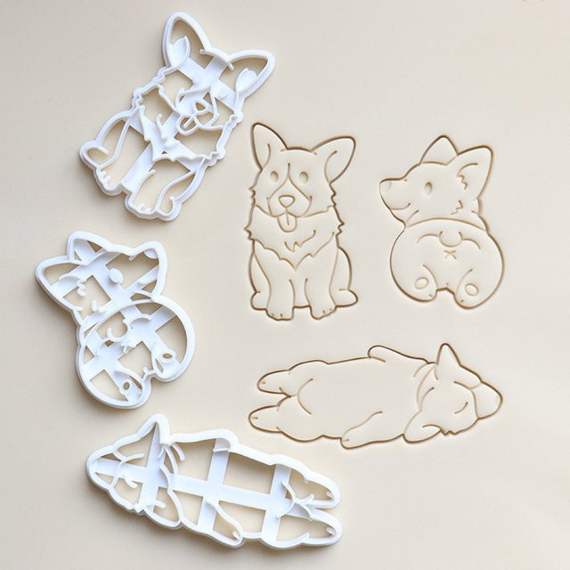 6-teiliges Corgi & Kitten Polymer Clay Cutter Set aus weißem Kunststoff für deine DIY-Projekte - Bild 1