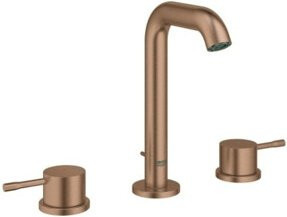 Grohe Essence 3-Loch-Waschtischarmatur mit zwei Griffen und Ablaufgarnitur in Warm Sunset Gebürstet Gold - Bild 1