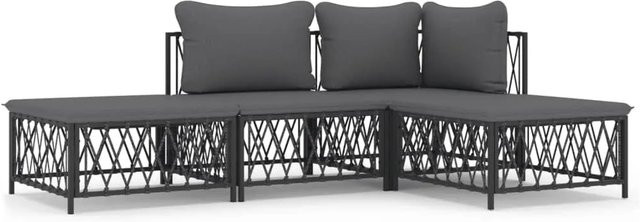 vidaXL 4-teiliges Garten-Lounge-Set in Anthrazit mit Kissen aus Textilene und pulverbeschichtetem Stahl - Bild 1