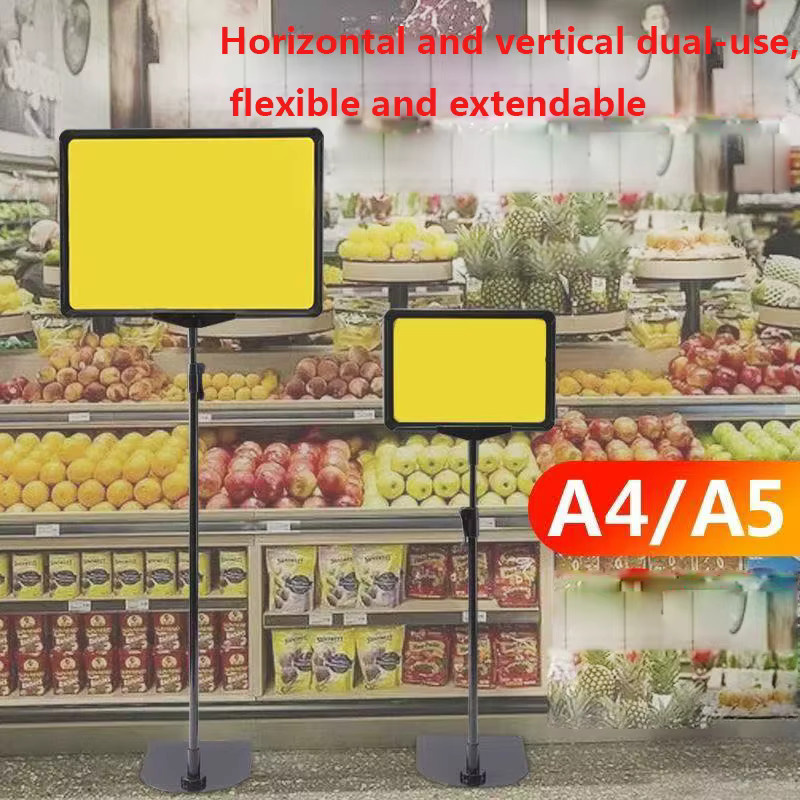 Mobile Preisanzeigetafel mit verstellbarem Ständer aus Metall in Schwarz für professionelle Supermarkt-Werbung - Bild 3