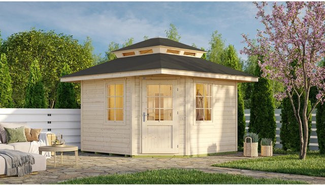 Weka Saunahaus Kurikka in Natur und Braun mit Sparset 7,5 kW, B/T/H: 380 x 380 x 315 cm - Bild 1